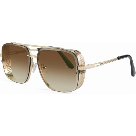 FEISEDY Sunglasses Mens Women Vintage Pilot Square Trendy Metal Steampunk Fishing Driving Sun Glasses B2894