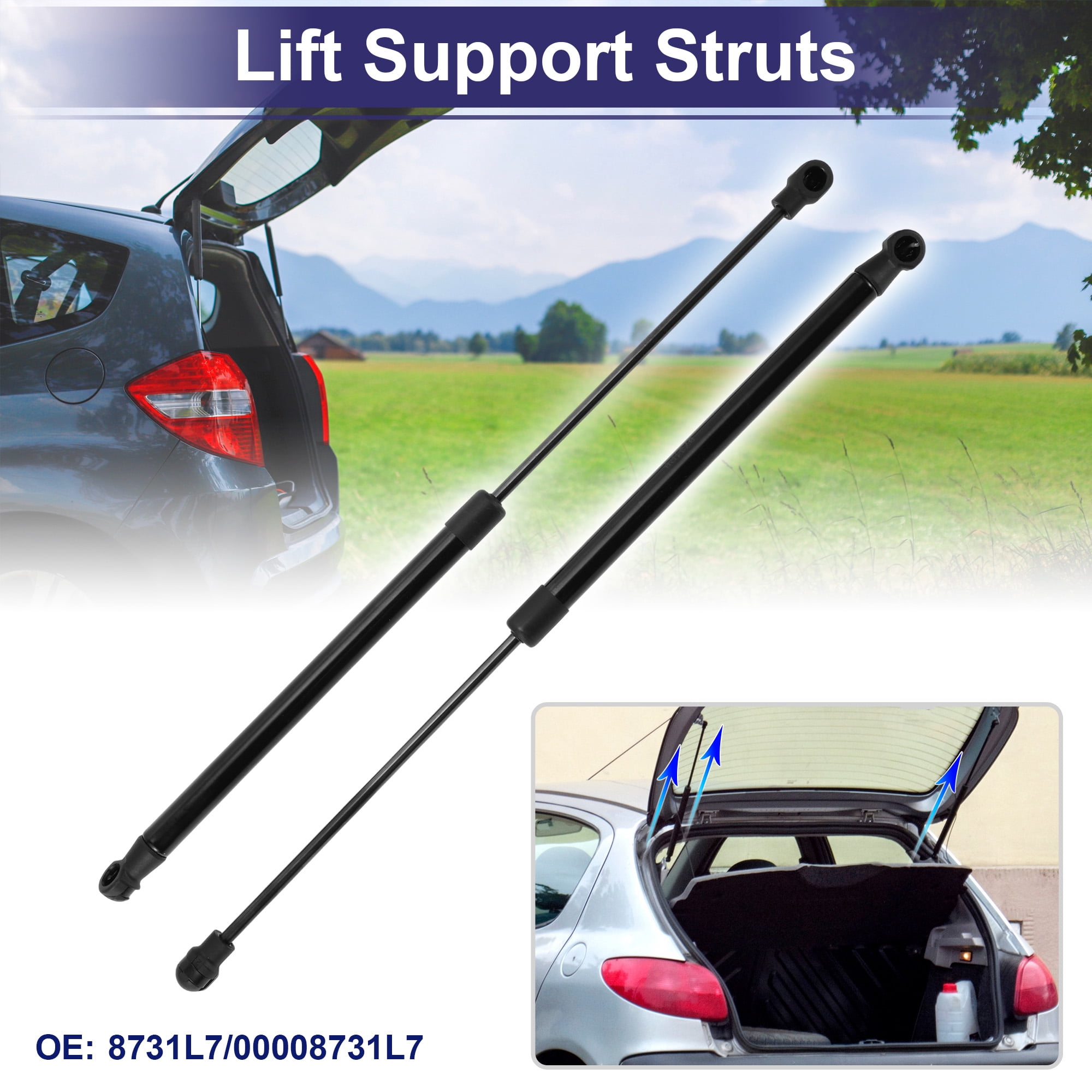 Unique Bargains 2Pcs Rear Hatch Lift Support Struts for Peugeot 207 Hatchback 2006