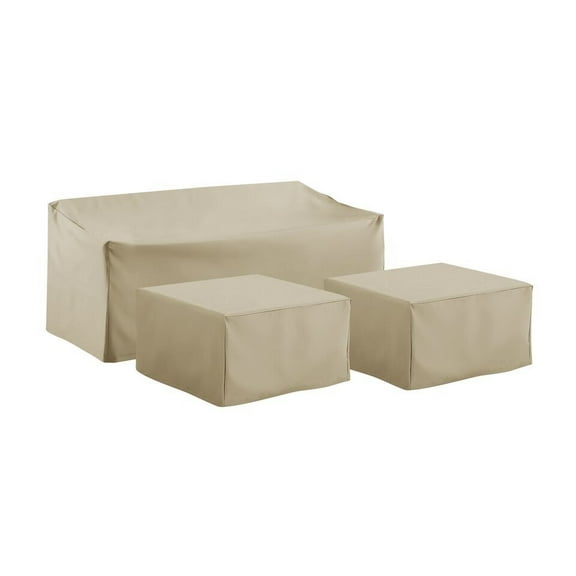 Crosley Furniture 3 Piece Outdoor Vinyl Sofa Cover Set in Tan