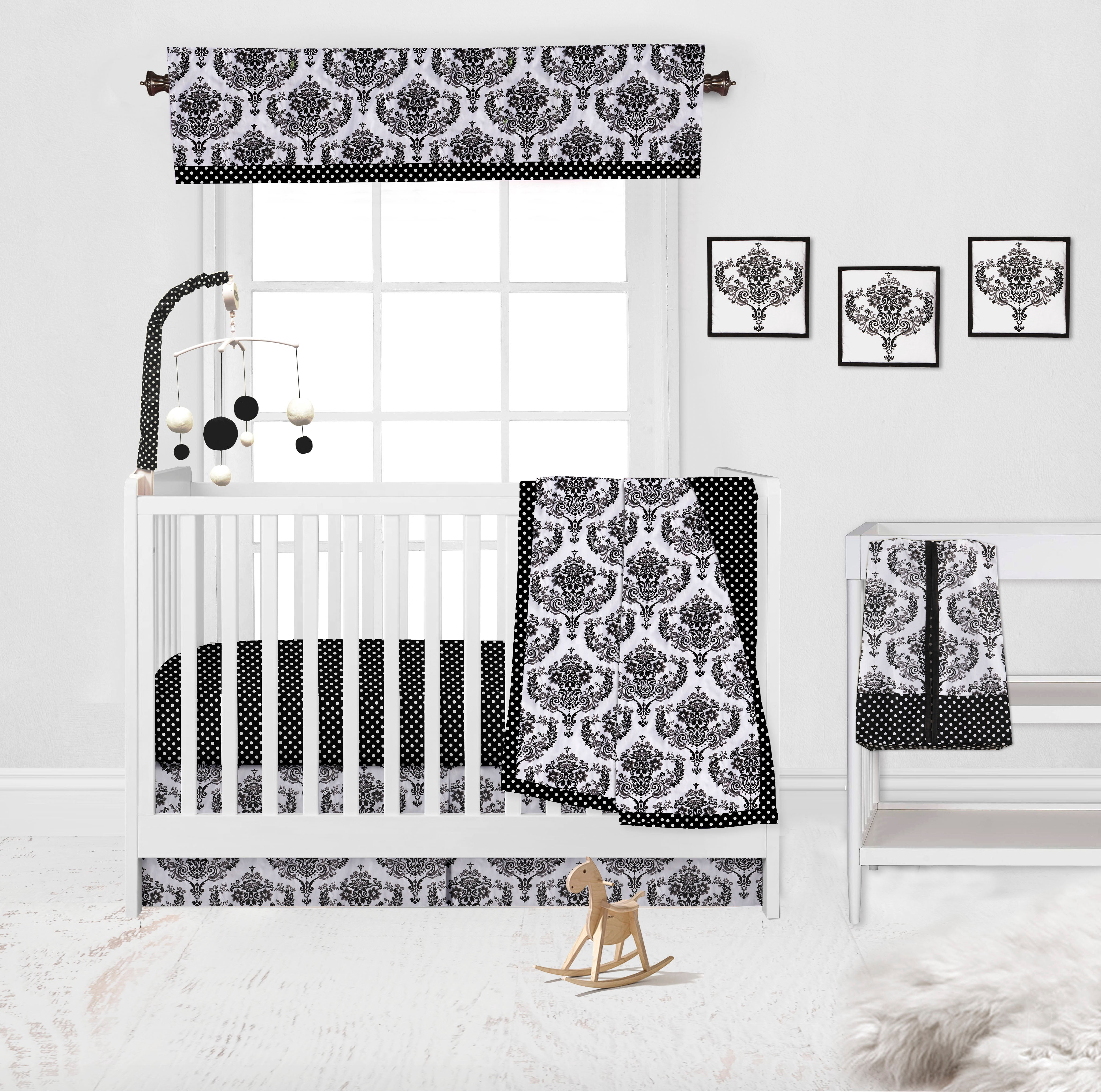 Bacati - Classic Damask Black Musical Baby Crib Mobile