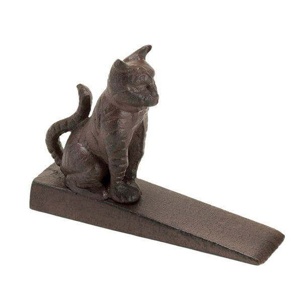 Floor Door Stopper, Cast Iron Cat Decorative Door Stopper Bronze
