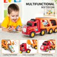 thumbnail image 4 of TEMI Vehículos de transporte de camiones para niños pequeños, juguetes 5 en 1 para niños de 3 4 5 6 7 años, coches de juguete para niños pequeños de 1 a 3 años, juego de potencia de fricción para niño, 4 of 4