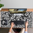 thumbnail image 4 of Long Mouse Pads for Desk,Black Boho Tribal Feathers Pattern Desk Mats on Top Of Desks, Desk Mouse Pad Extra Large with 3mm Non-Slip Base and Stitched Edge for Gaming,Office,Work,Home 47.3"x23.6", 4 of 6