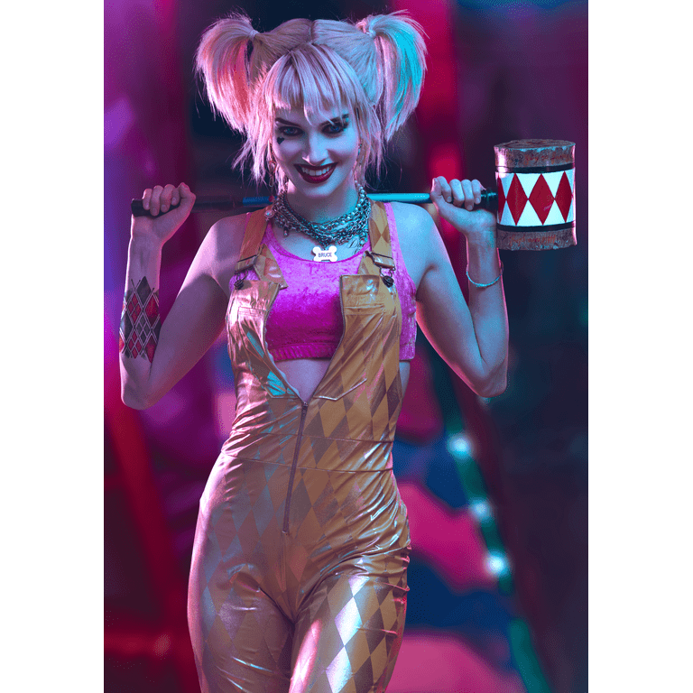 Women's Harley Quinn Gold Overalls Costume - Walmart.com
