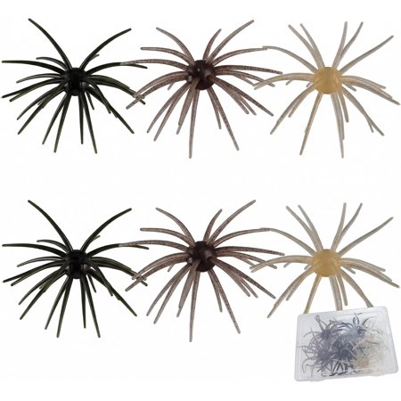 Lanola Creature Bait Soft Plastic Fishing Lures with Tackle Box Fuzzy Dice and Sea Urchin Style Finesse Baits for Bass Trout Crappie and Freshwater Fishing