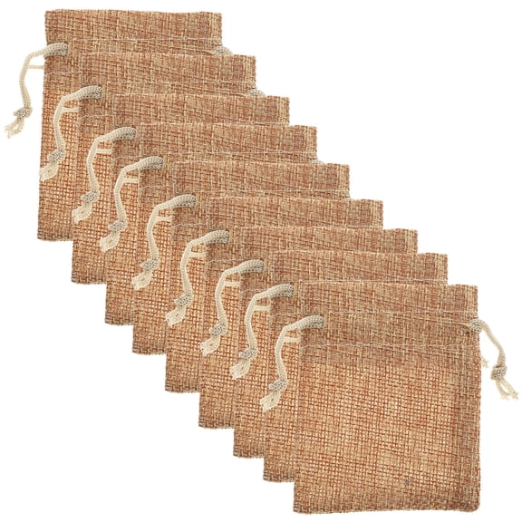 WEAVILUX 50Pcs Small Burlap Bags Drawstring Cloth Bags Light Brown for Birthdays and Parties