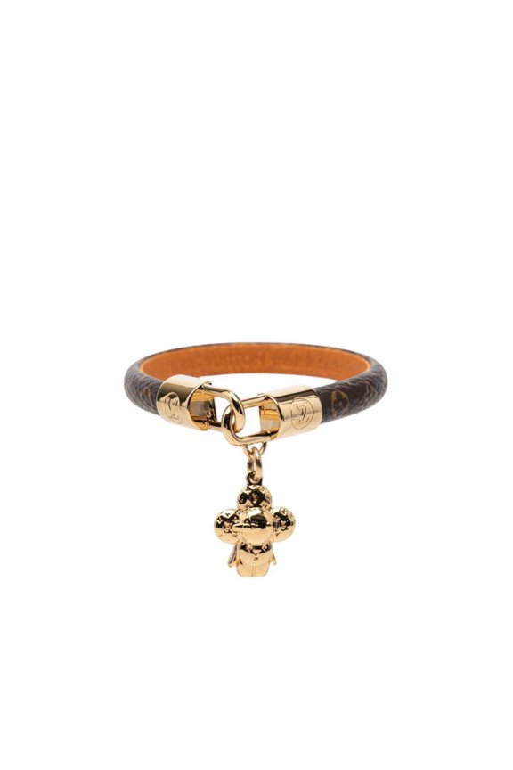 Pre-Owned Louis Vuitton Monogram Bracelet Vivienne, Size: 17, M6773, Brown Leather, Women's.