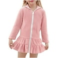 thumbnail image 2 of hengsof Girls Swim Cover Up Kids Long Sleeve Swimsuit Coverup Terry Beach Pool Clothes Zipper Dress Swimsuit, 2 of 6