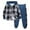 Blue, variant on lnmuld Two-Piece Boys Winter Outfits Long Sleeve Plaid Print Hooded Top and Pants Casual Play Outfit Set Size:6-7 Years