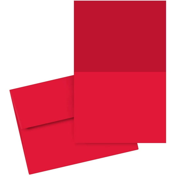 Red Blank 4 x 5.5 Greeting Cards with Red A2 Envelopes - 25 Cards & Envelopes