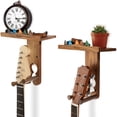 thumbnail image 1 of Soporte de pared para guitarra Onmiwood Wood, paquete de 2 unidades con estante y púa, 1 of 9