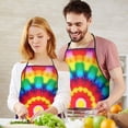 thumbnail image 5 of Rainbow Tie Dye Circular Pattern Apron-Garden Aprons for Women with Pockets-Cotton Linen Waterproof Kitchen Cooking Gardening Aprons Adjustable for Kitchen,Cooking,BBQ and Salon 33x27 Inch, 5 of 7