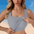 thumbnail image 2 of ZJXFGS Womens U Neck Shapewear Built-in Bra Tank High Strechy Sleeveless Slim Fit Tops Camisole Workout Tops Blue L, 2 of 8