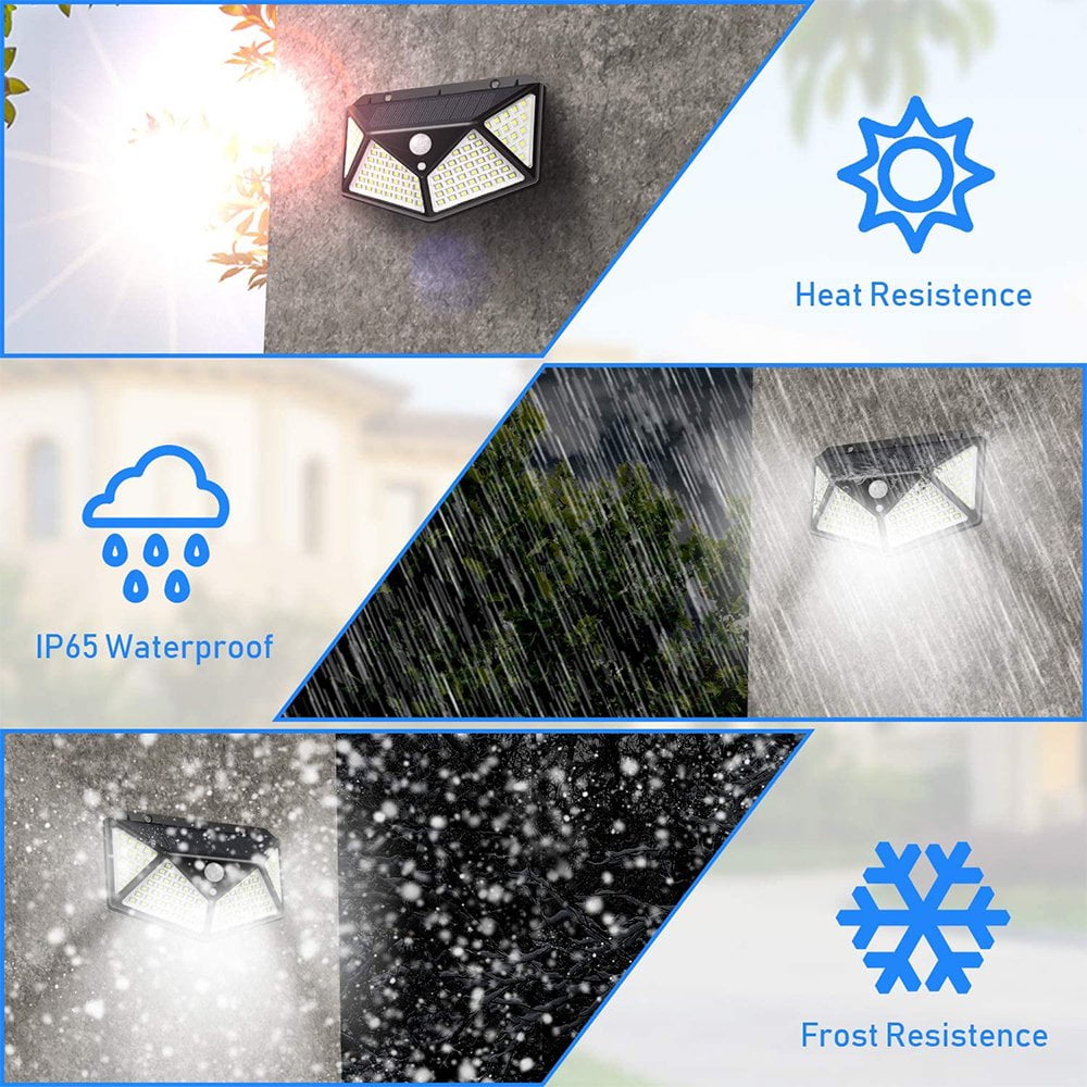 Solar Lights Outdoor 100LED/3 Modes 270° Lighting Angle Motion Sensor Security Lights, Wireless IP65 Waterproof Wall Lights Solar Powered, Bright for Backyard Garden Fence Patio Front Door-8Pack