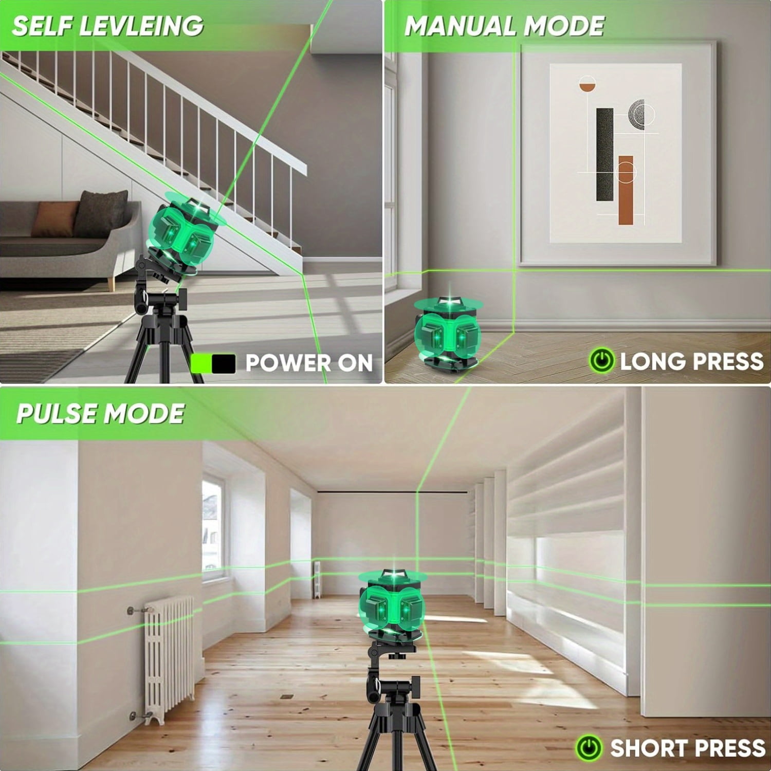 16-Line 4D 360° Self-Leveling Laser Level - Rechargeable High-Precision Alignment Tool