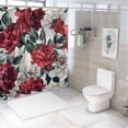 thumbnail image 7 of PRATYUS  Vintage Floral Shower Curtain with Hooks,Peony Rose Flower Blossom Bathroom Curtain Red Pink White,Waterproof Polyester Fabric Bathroom Accessories 60x72, 7 of 7