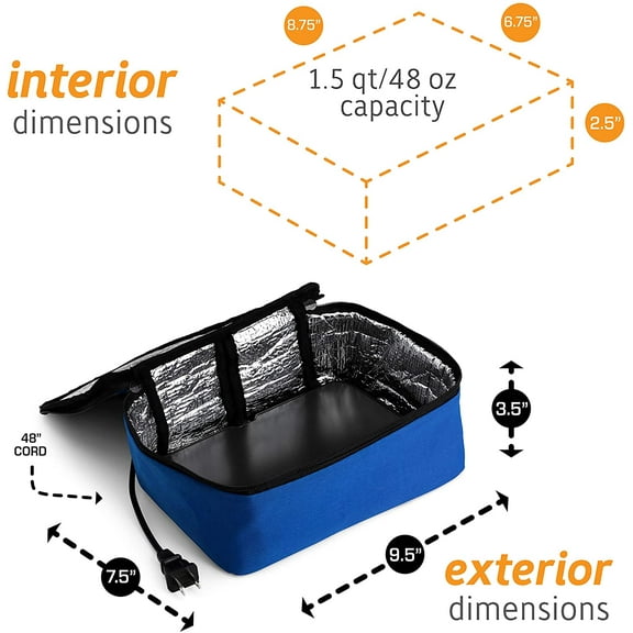 Mini Portable Electric Lunch Box Food with Glass Container - Blue