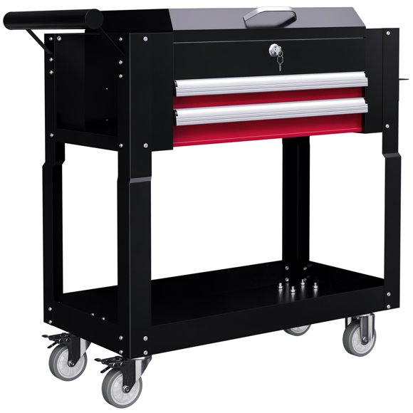 HOMCOM Chariot à Outils Roulant 330 Lb Chariot Utilitaire en Acier avec Tiroirs Noir