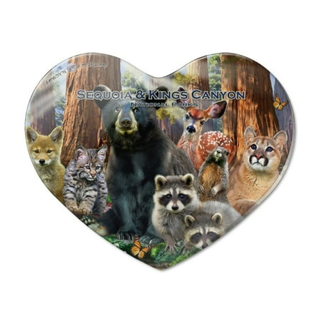 

Sequoia and Kings Canyon National Parks California CA Animals Bear Raccoon Bobcat Deer Heart Acrylic Fridge Refrigerator Magnet
