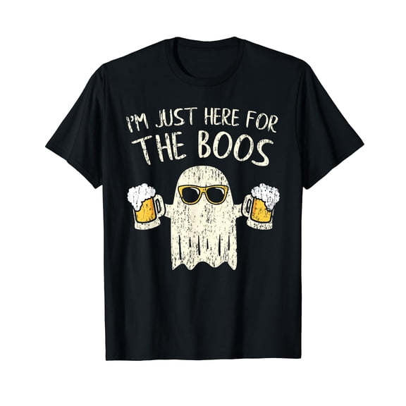 I'm Just Here for the Boos Shirt Funny Gift Halloween Women Men Short Sleeve Casual Black T-Shirt