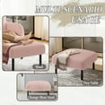 thumbnail image 6 of Lisonu Square Ottoman Footstool, Padded Corduroy Footrest with Wood Frame, Small Accent Seat for Living Room and Bedroom, Pink, 6 of 9