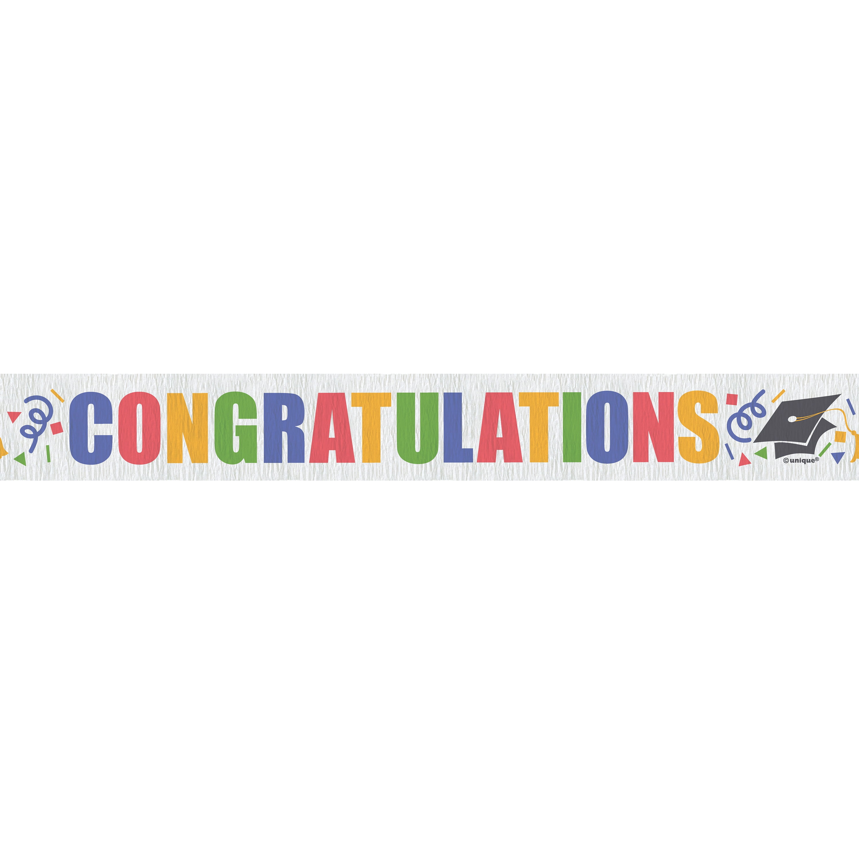 Rainbow "Congratulations" Graduation Crepe Paper Streamers, 30 ft, 1ct