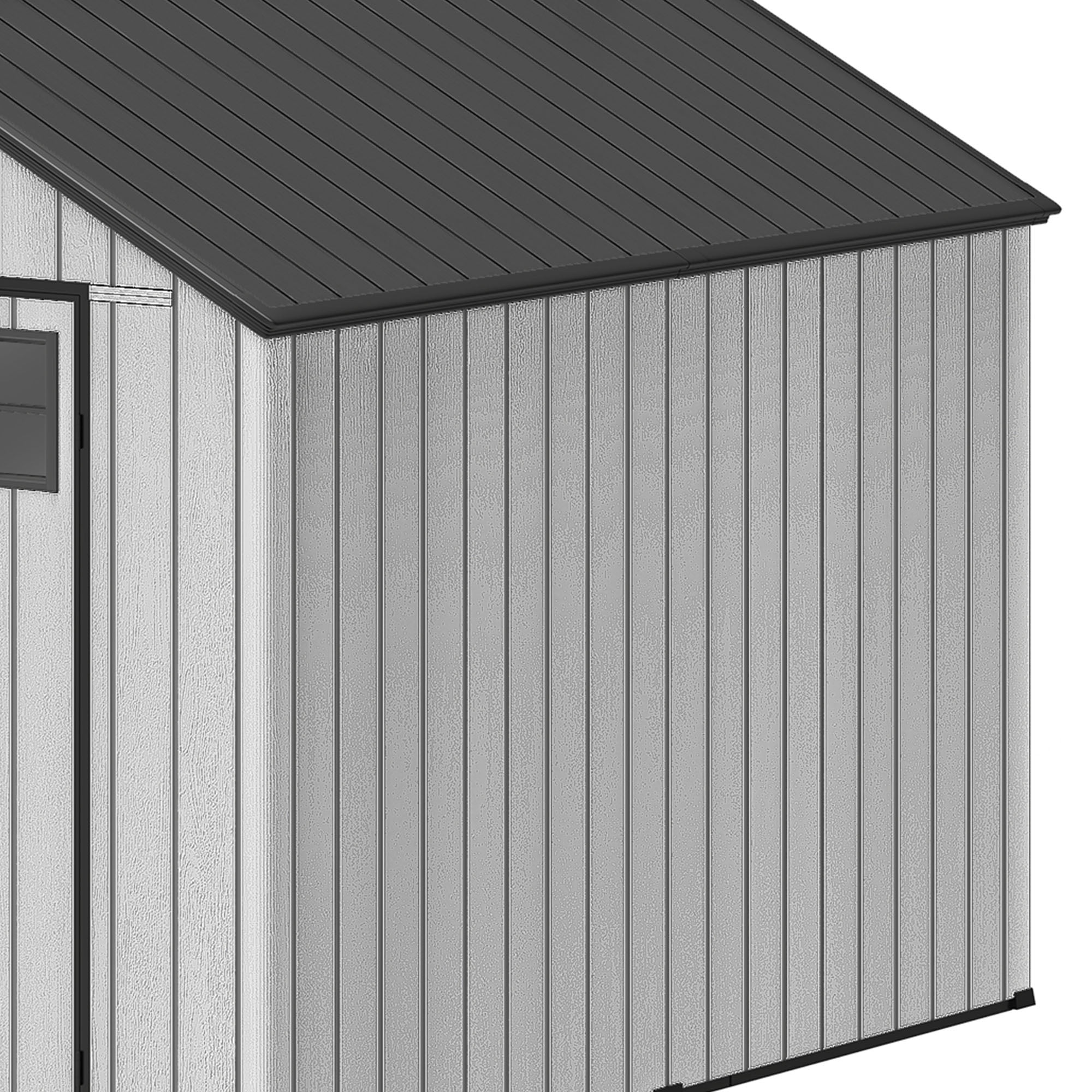Uforic 8x10 FT Outdoor Storage Shed with Floor, Plastic Garden Shed for Bikes, Tools, and Pool Supplies, Outdoor Resin Shed with Lockable Doors, Windows, and Vents for Patio, Lawn, Backyard, Gray