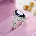 thumbnail image 4 of Blue Zirconia White Cz 925 Silver Stylish Wedding Ring Women's Jewelry Size 6-10, 4 of 5