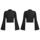 thumbnail image 2 of Camiseta Informal de Larga Acampanada con Cuello Alto y Punto Acanalado para Mujer Negro S, 2 of 6