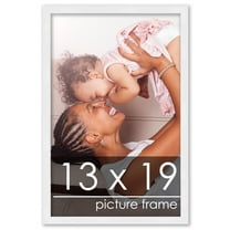 13x19 White Wood Picture Frame - UV Acrylic, Foam Board Backing, Hanging Hardware