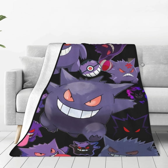 Gengar Throw Blanket Couch Bed Sofa Soft Lightweight Warm Cozy Flannel Fleece Bed Blanket For Kids Adults Gift Multiple Sizes Available 40"X30"