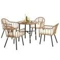 thumbnail image 3 of Dextrus 5 Pieces Outdoor Patio Dining Set,Wicker Patio Table with Umbrella Hole and Chairs Set of 4,Outdoor Rattan Dining Table Set for Patio, Backyard, Balcony, Garden, 3 of 9