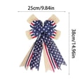 thumbnail image 3 of 4th of July Decorations Patriotic Wreath Bow Red White Blue Stars Burlap Bows for Memorial Day, Veteran's Day, 3 of 7