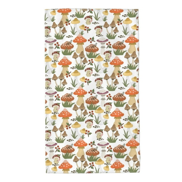 Balery Mushrooms Toalla de Microfibra Premium con Estampado – 27.5x16 pulgadas, Alta Absorción, Suave y Aterciopelada, Secado Rápido