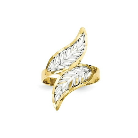 Solid 10k Yellow and White Gold Two Tone Diamond-Cut Filigree Ring (3mm) - Size