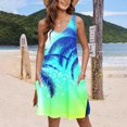 thumbnail image 6 of Nrmvnmi Summer Dresses for Women 2024 Beach Loose V Neck Sleeveless Mini Dress Tropic Printed Casual Sundress with Pockets Boho Floral T-Shirts Dress Tank Dresses Green MMothers Day Gifts, 6 of 6