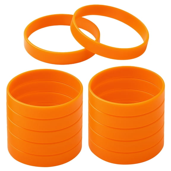 GOGO 12 Pcs Adult Rubber Bracelets, Silicone Wristbands, Party Accessories - Orange