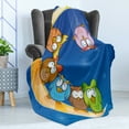 thumbnail image 4 of Moon Soft Flannel Fleece Blanket, Cartoon Owls Playing on the Moon Stars in the Background Colorful Drawing Style Print, Cozy Plush for Indoor and Outdoor Use, 50" x 70", Multicolor, by Ambesonne, 4 of 5