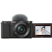 Sony ZV-E10 Mirrorless Camera with 16-50mm Lens (Black) Bundle + Accessory Package w/ 64GB Extreme, Filters, Case & Software (International Version)
