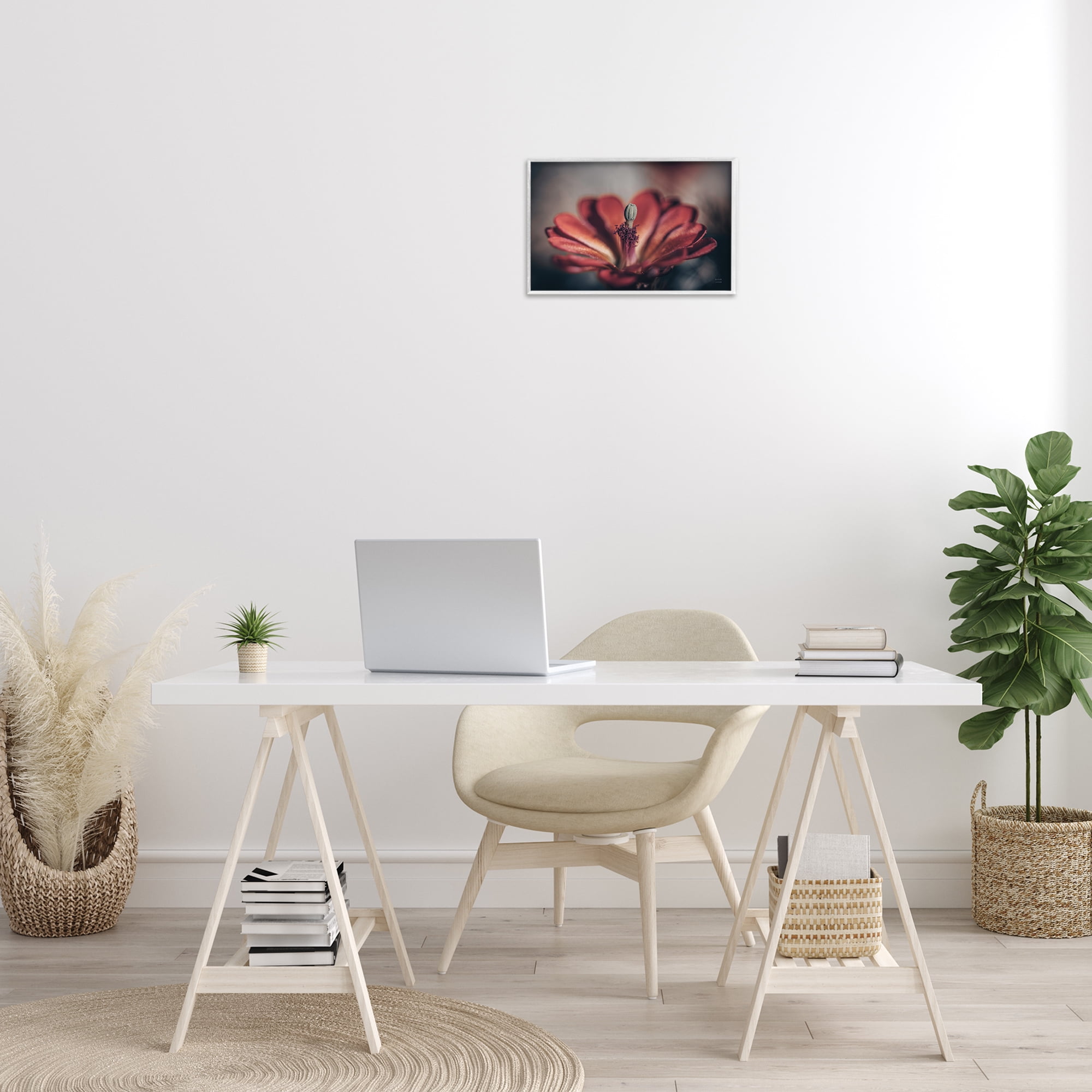 Stupell Industries Red Elevation Bloom Botanical & Floral Photography White Framed Art Print Wall Art, 18 x 12