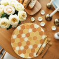 thumbnail image 2 of Orange Yellow Round Placemats for Dinning Tables,Heat-proof Braided Table Mats 13 Inch,Farmhouse Abstract Geometric Hexagon Art Washable Place Mat for Kitchen Restaurant Party Decor Table Setting, 2 of 9