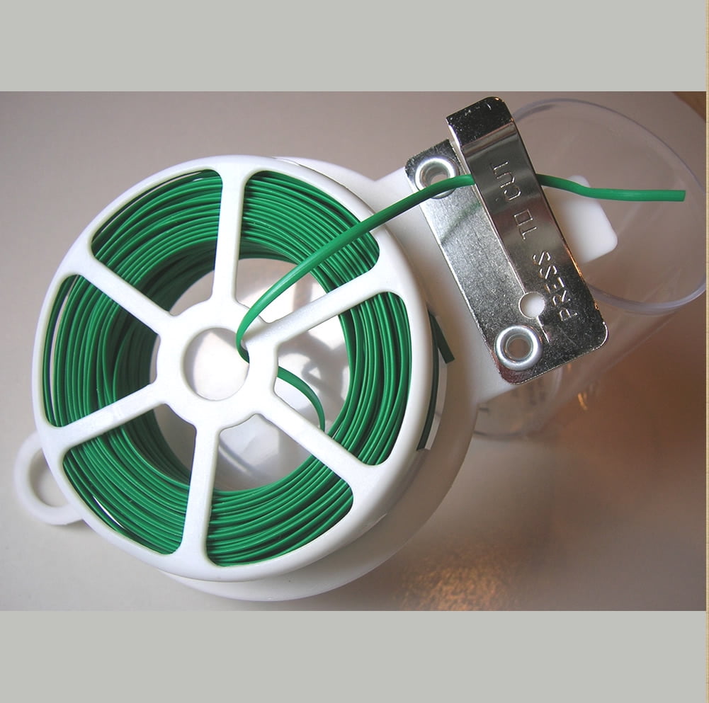 65ft (20m) GREEN oval Plastic Twist Tie Roll with Cutter