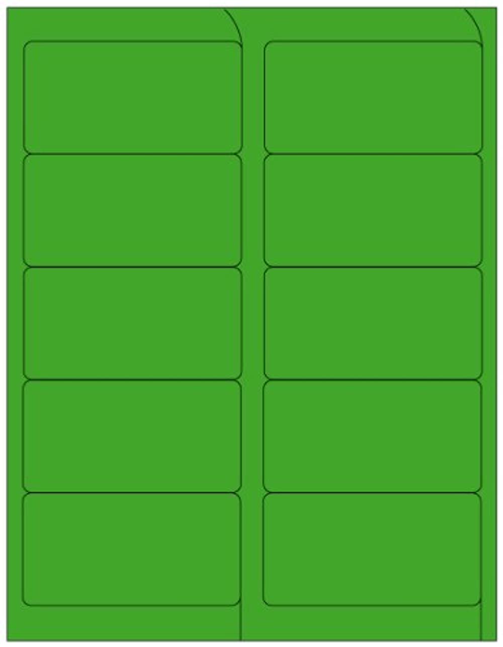 Compulabel 312142 Fluorescent Green Address Labels for Laser Printers, 4 x 2 Inch, Permanent Adhesive, 10 per Sheet, 100 Sheets per Carton