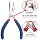 thumbnail image 5 of Juego de alicates de punta plana de 5,12 pulgadas de acero inoxidable 316, abridor de anillos de salto de cadena microdelgada, herramienta de joyería moldeadora de flexión azul Fokelyi LRWJ231, 5 of 6