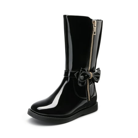 

Dream Pairs Toddler Girls Mid Calf Boots Side Zipper Riding Shoes SDBO224K BLACK/PAT Size 9