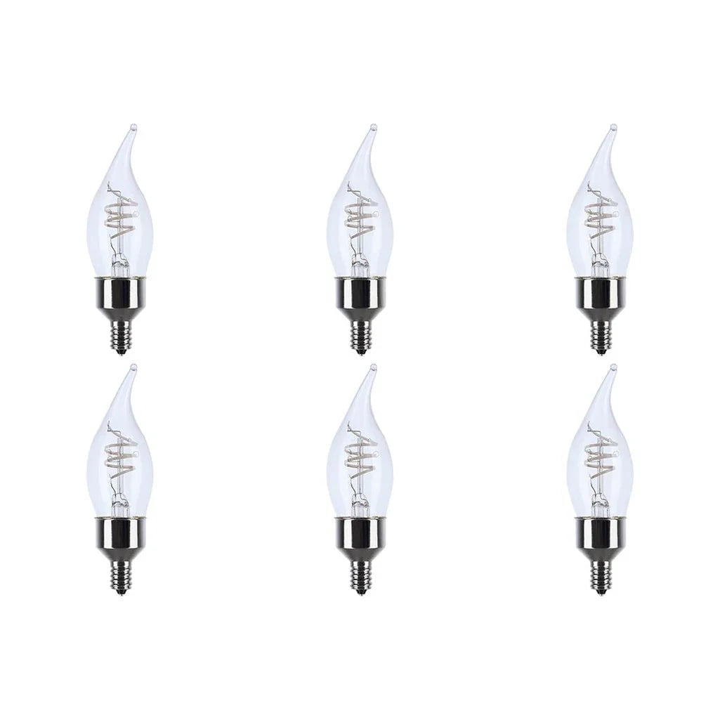 Satco S11526 CA11 LED Light Bulbs 4W 120V 2700K E12 Candelabra Base Dimmable (6 Pack)