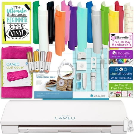 Silhouette Cameo 3 Bluetooth Bundle with Oracal 651, Dust Cover, Sketch Pens and (Best Paper For Silhouette Cameo)