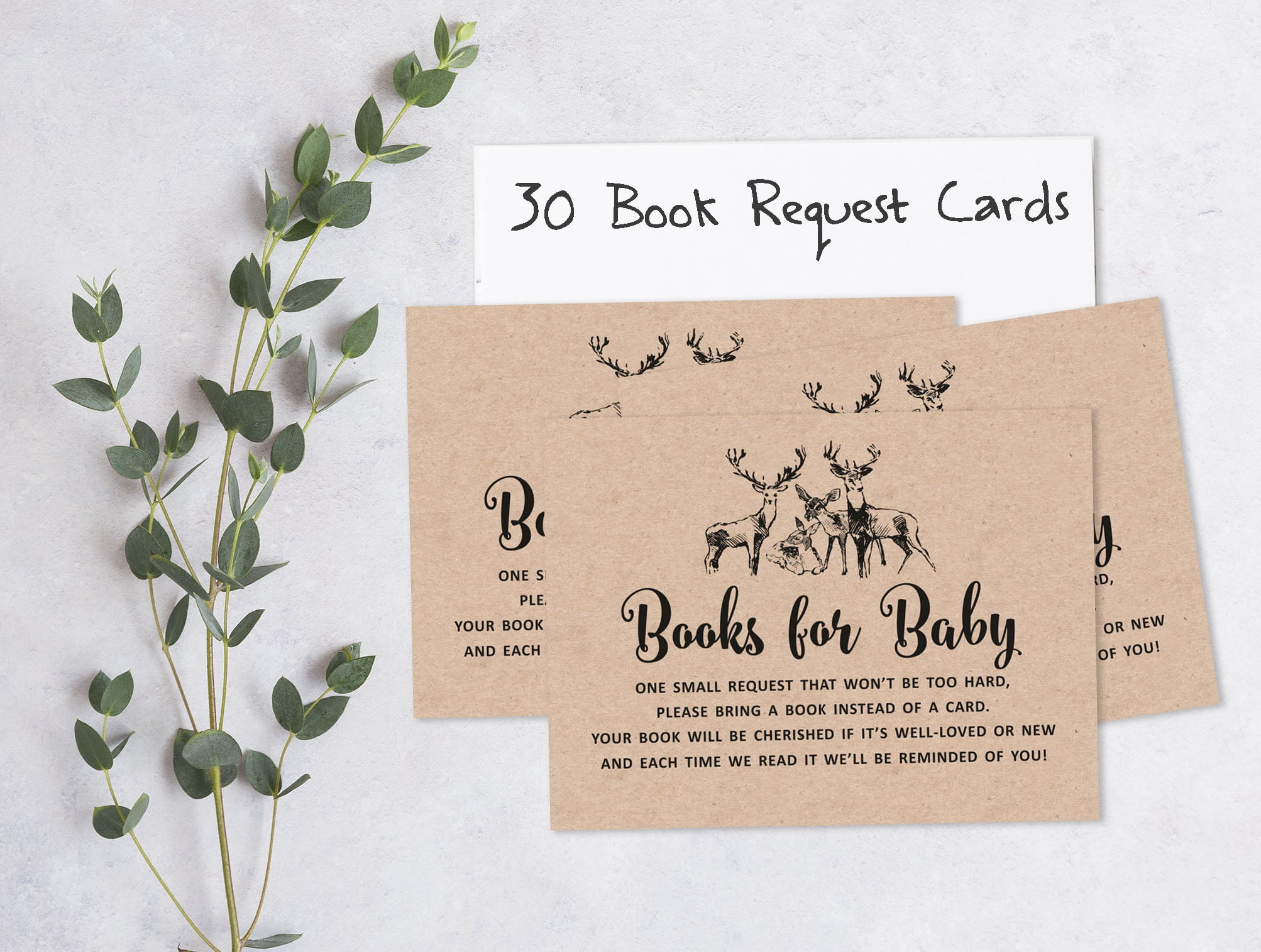 Inkdotpot Set Of 30Deer Jungle Animals Rustic Baby Shower Invitations-Diaper Raffle Tickets And Baby Shower Book Request Cards Invites Its A Boy Its A Girl