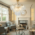 thumbnail image 2 of FINE MAKER 23.6" Crystal Shell Chandelier Seashell Pendant Light Ceiling Light Fixture for Kitchen Island, Dinning Bedroom,Living room, 2 of 17