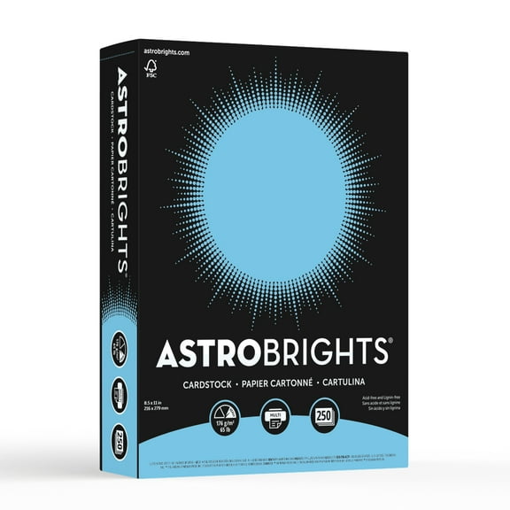 Astrobrights® Color Card Stock, 8 1/2" x 11", FSC® Certified, 30% Recycled, 65 Lb, Lunar Blue, Pack Of 250